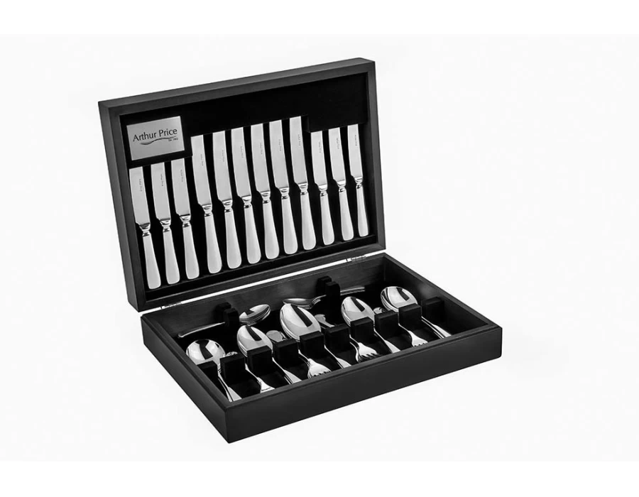Arthur Price 124-Piece Old English Stainless Steel Cutlery Set - 12-Person Classic Canteen Silverware Service for Everyday Use