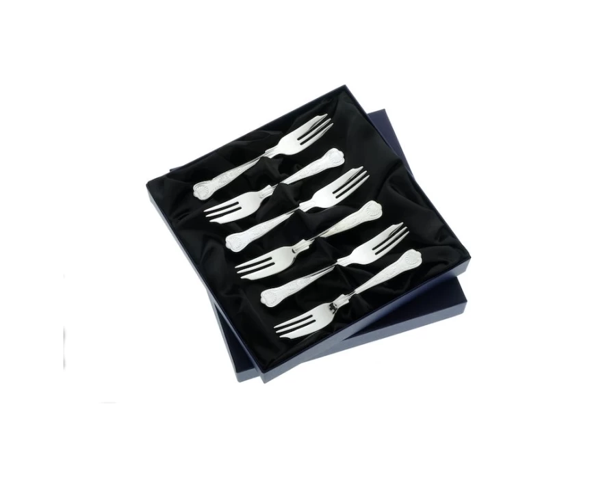 Arthur Price Kings 6 Stainless Steel Pastry Forks - England Made Cutlery Set