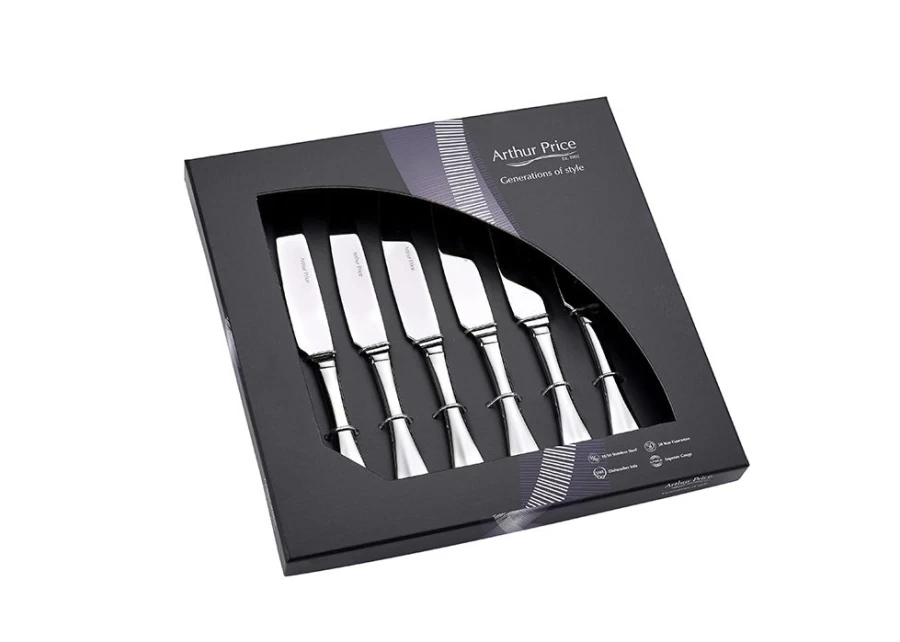 Arthur Price Everyday Classic Baguette Box of 6 Stainless Steel Steak Knives - Premium Cutlery Set