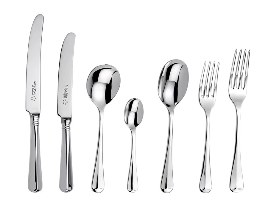 Arthur Price of England 88-Piece Rattail Stainless Steel Cutlery Set, 12-Person Canteen Place Setting