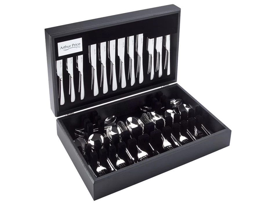 Arthur Price Signature Camelot 88-Piece Stainless Steel Cutlery Set for 12 People, Canteen Collection