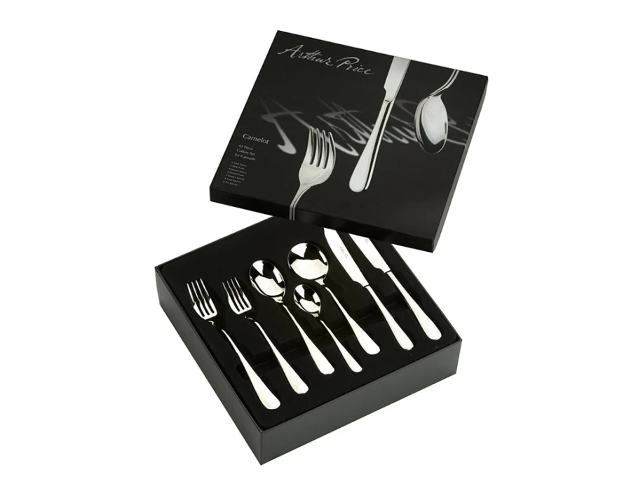 Arthur Price Signature Camelot 42-Piece Dinnerware Set for 6 Persons - Luxury Boxed Cutlery Collection