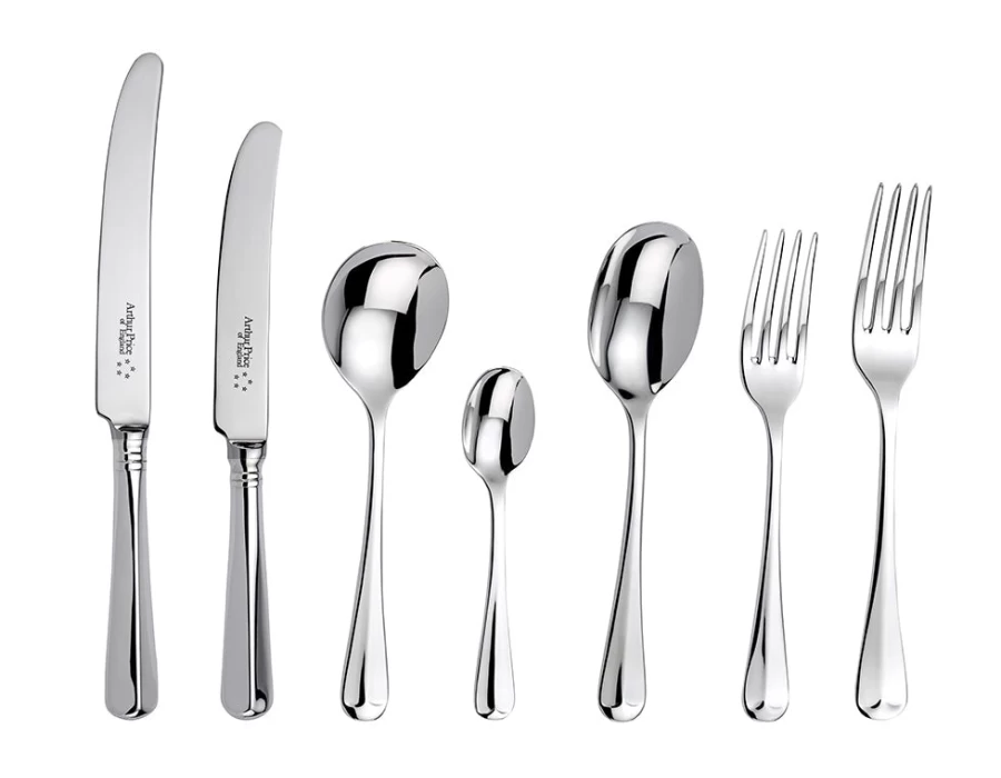 Arthur Price of England 124-Piece Rattail Stainless Steel Cutlery Canteen Set, 12-Person Service for Formal Dining