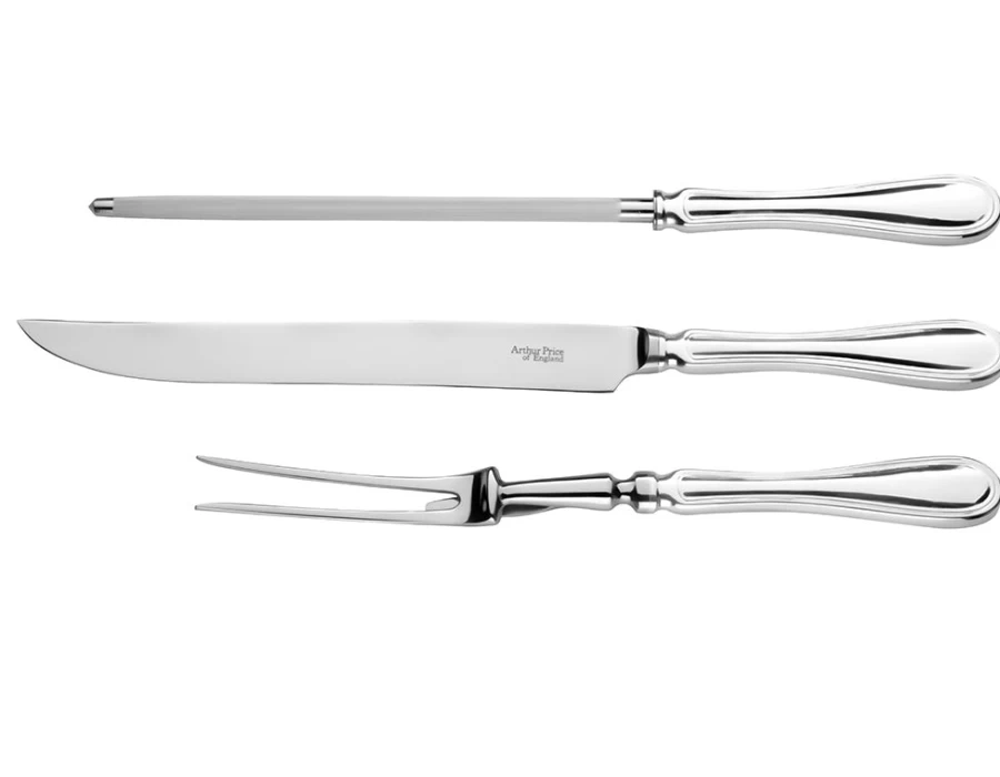 Arthur Price of England Britannia 3-Piece Carving Set - Stainless Steel Knife Set for Roast & Meat