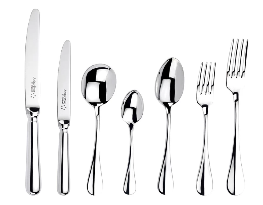 Arthur Price 12-Piece Stainless Steel Baguette Set - Classic Everyday Canteen for 12, Elegant Flatware Collection